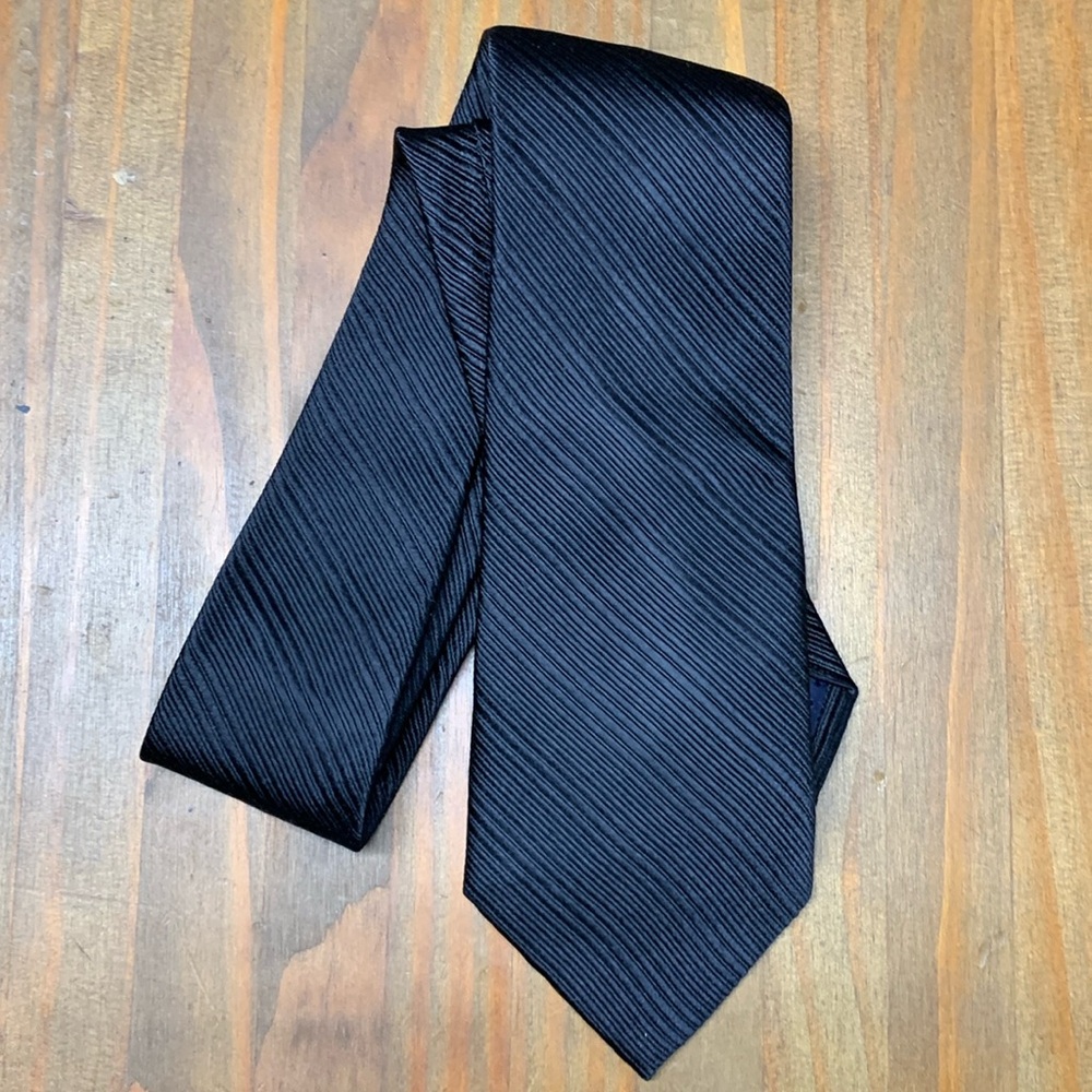 NWT Pronto Uomo Black Diagonal Rib Silk Tie